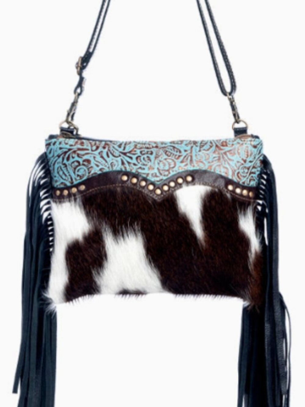 Myra Mescalero Hill Leather & Hair on Shoulder Bag in Coal NWT
